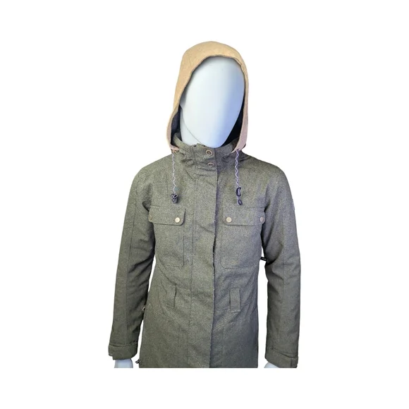 Ride Cappel Olive Green Snowboard Jacket w/ Zip-Stow Hood + Snowskirt, Small - Picture 4 of 13